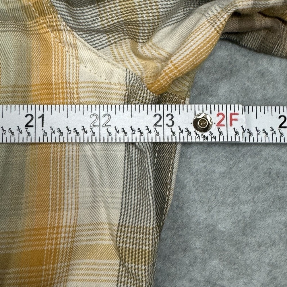LL Bean Mens M Double Pocket Long Sleeve Yellow Plaid Outdoor Button Up Shirt - Picture 8 of 9